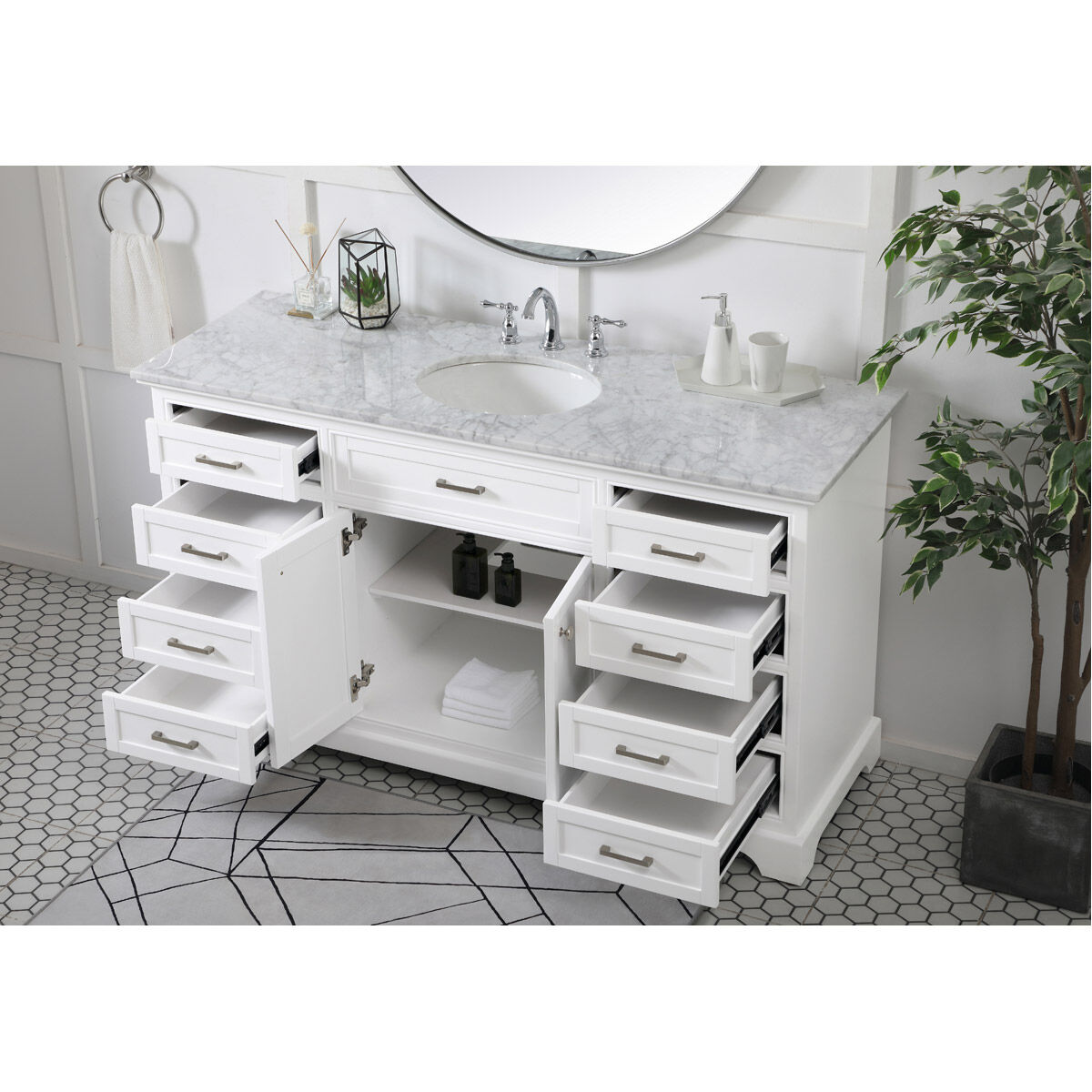 Americana 60 X 21.5 X 35 inch White Vanity Sink Set