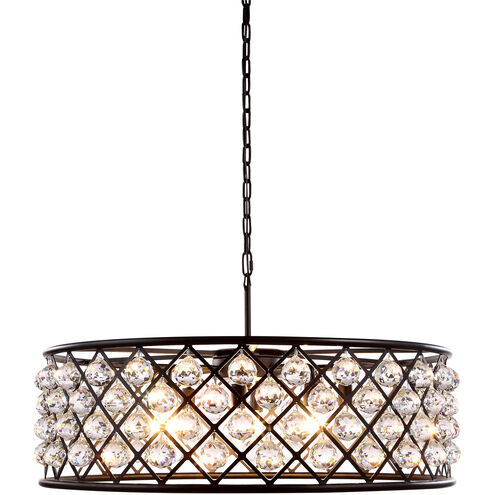 Madison 8 Light 32 inch Matte Black Pendant Ceiling Light in Clear, Faceted Royal Cut, Urban Classic