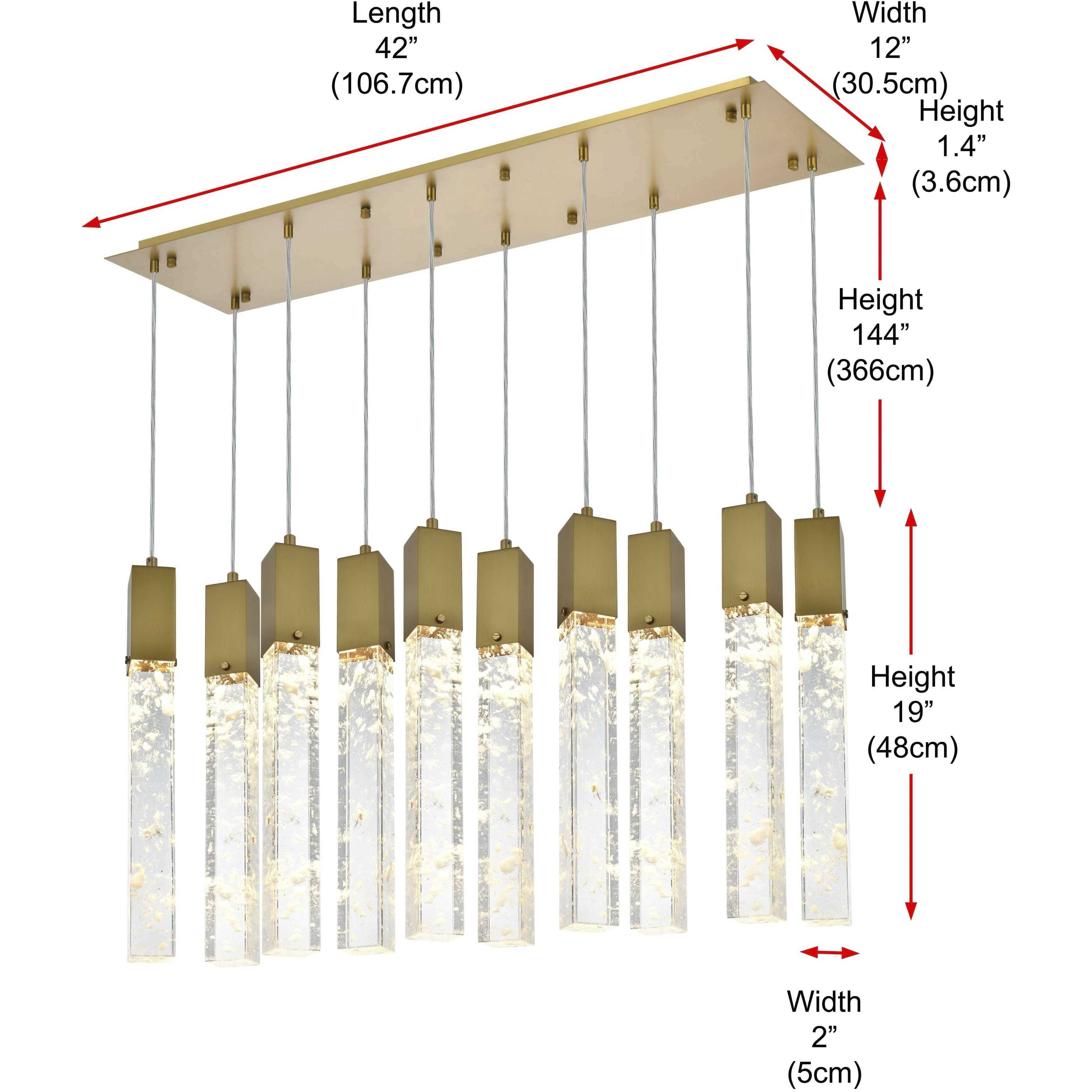 Aurora 10 Light 12 inch Satin Gold Pendant Ceiling Light