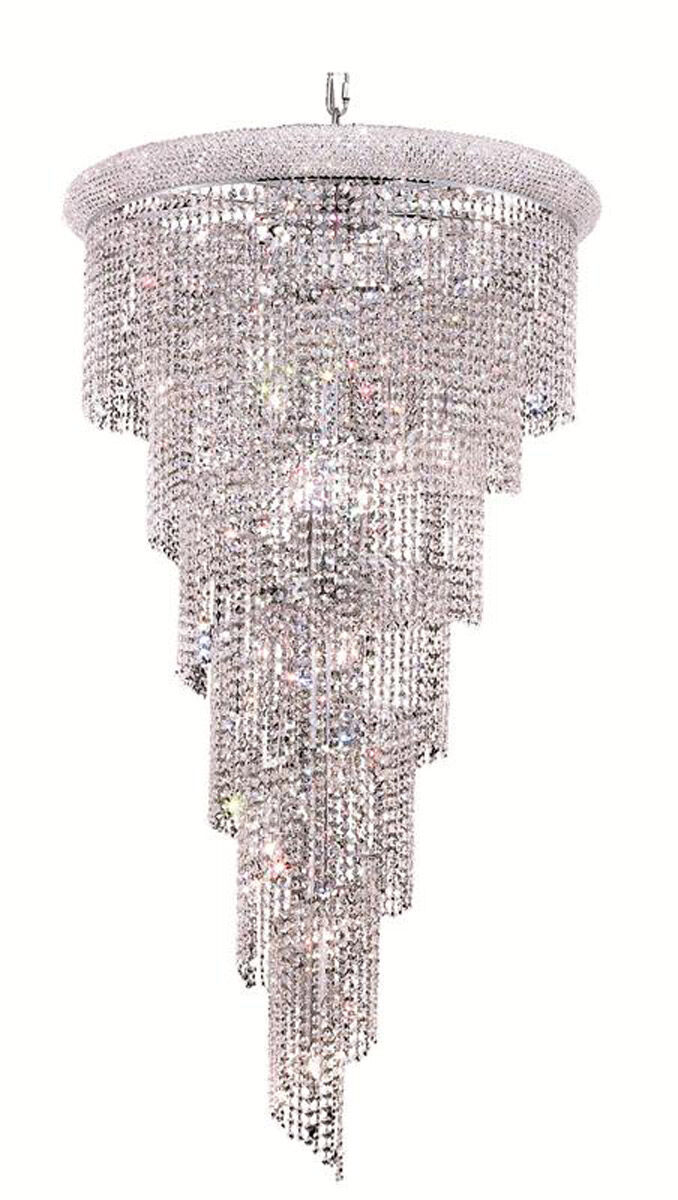Spiral 22 Light 30 inch Chrome Foyer Ceiling Light in Royal Cut