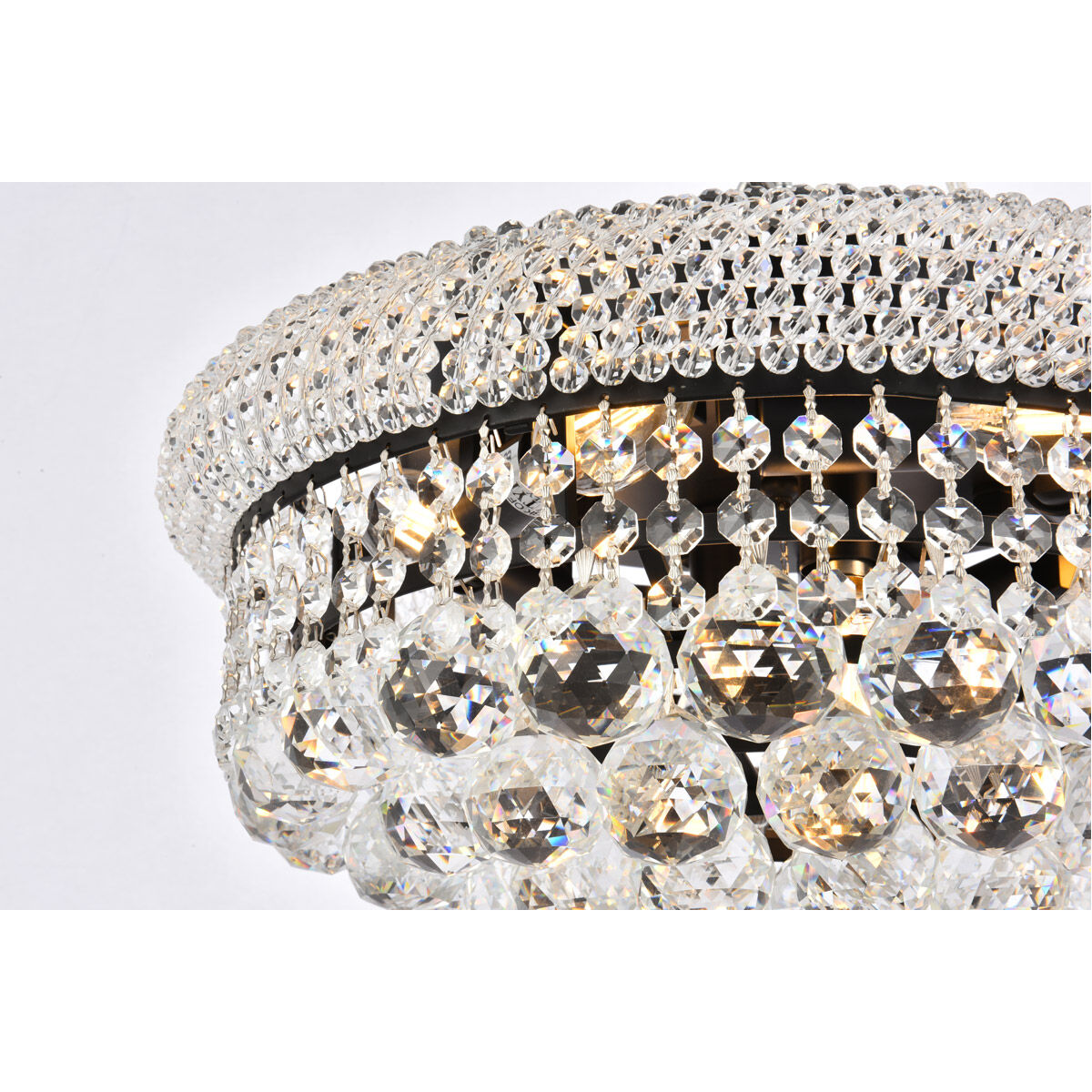Primo 8 Light 16 inch Black and Clear Flush Mount Ceiling Light in Royal Cut