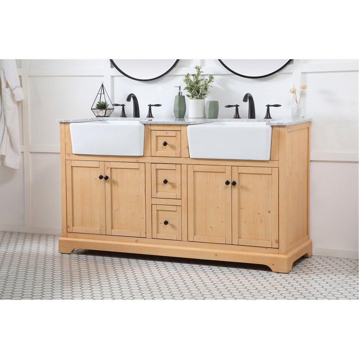 Franklin 60 X 22 X 34.75 inch Natural Wood Bathroom Vanity Cabinet