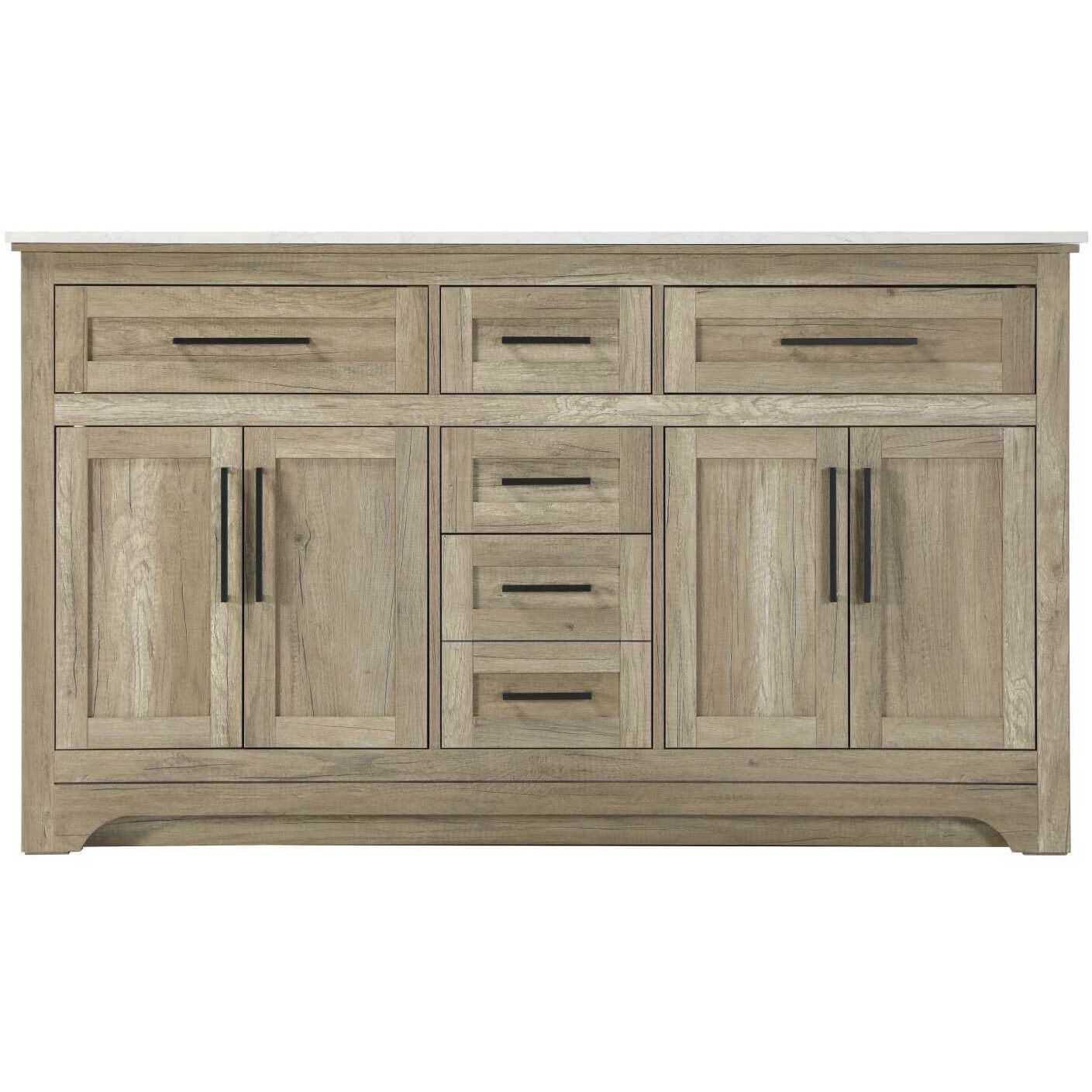 Remington 60 X 35 inch Natural Oak Bathroom Vanity Cabinet