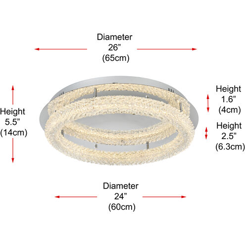 Bowen 1 Light 26 inch Chrome Flush Mount Ceiling Light