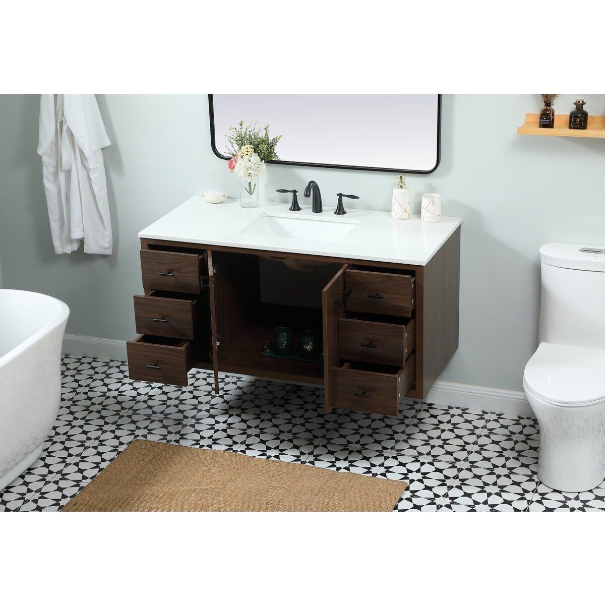 Cyrus 48 X 22 X 33.5 inch Walnut Vanity Sink Set in Not Included