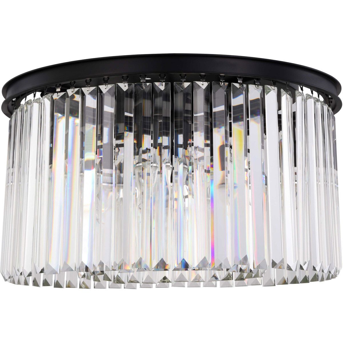 Sydney 8 Light 26 inch Matte Black Flush Mount Ceiling Light in Clear, Urban Classic