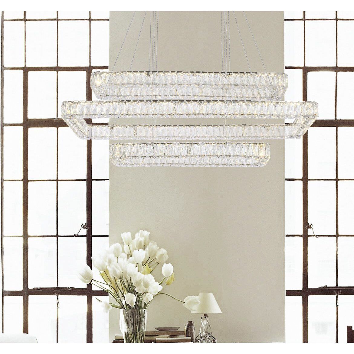 Monroe 3 Light 50 inch Chrome Pendant Ceiling Light