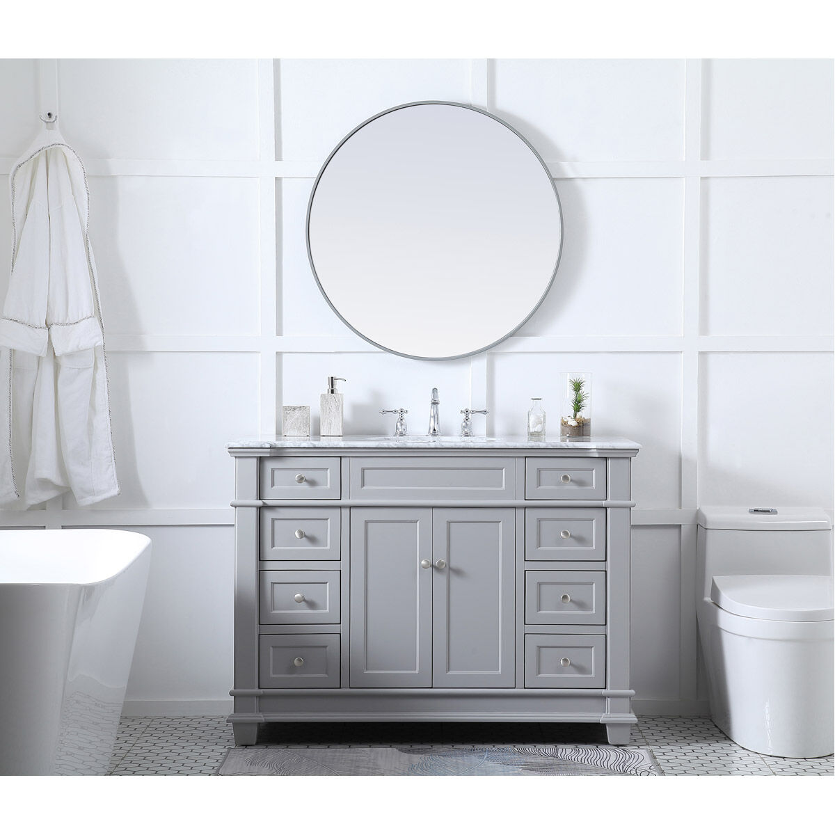 Wesley 48 X 21.5 X 35 inch Grey Vanity Sink Set in Gray