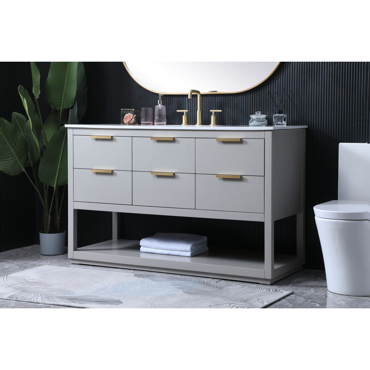 Larkin 54 X 22 X 34 inch Grey Vanity Sink Set