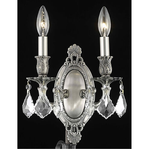 Rosalia 2 Light 9 inch Pewter Wall Sconce Wall Light in Clear, Royal Cut
