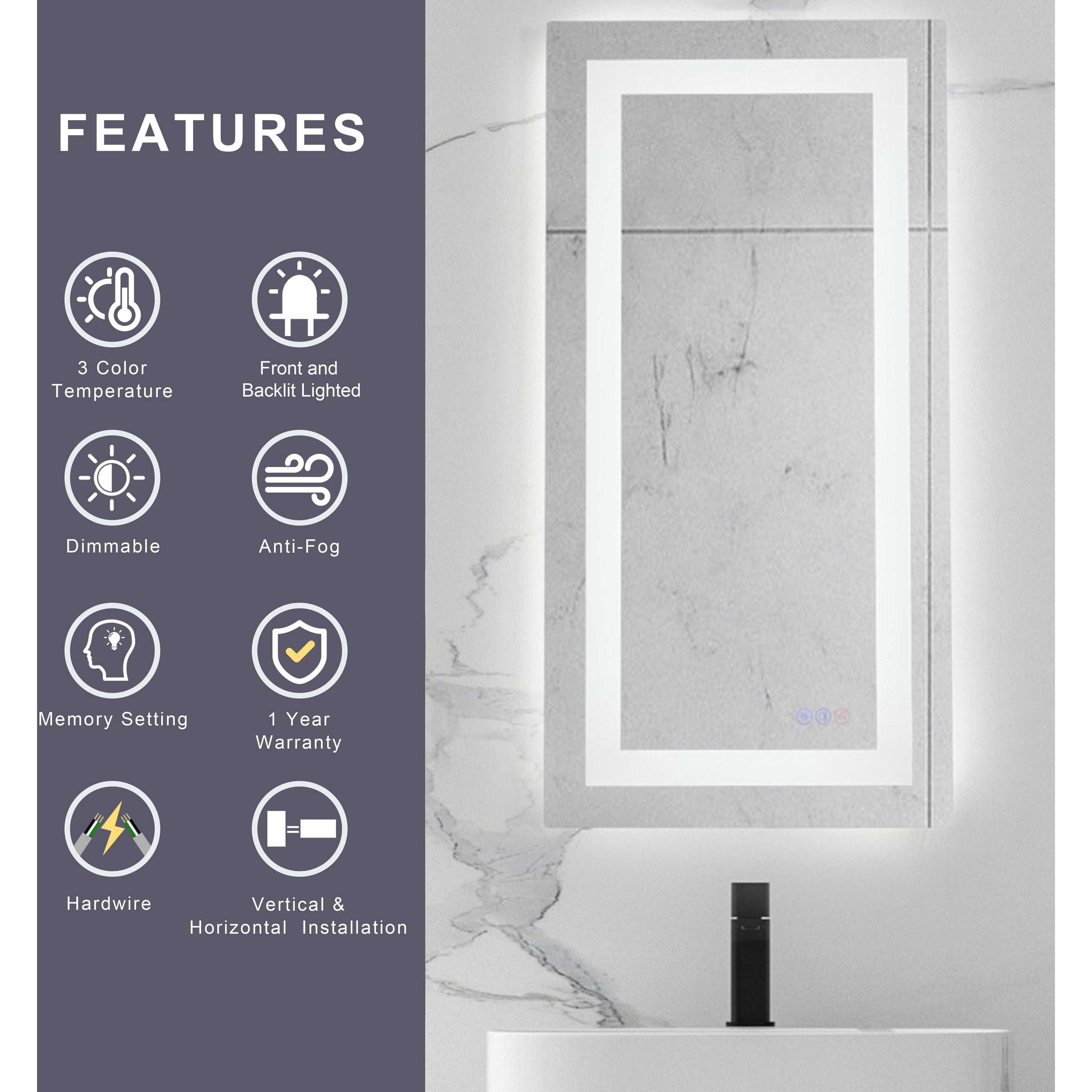 Riven 40 X 24 inch White LED Mirror