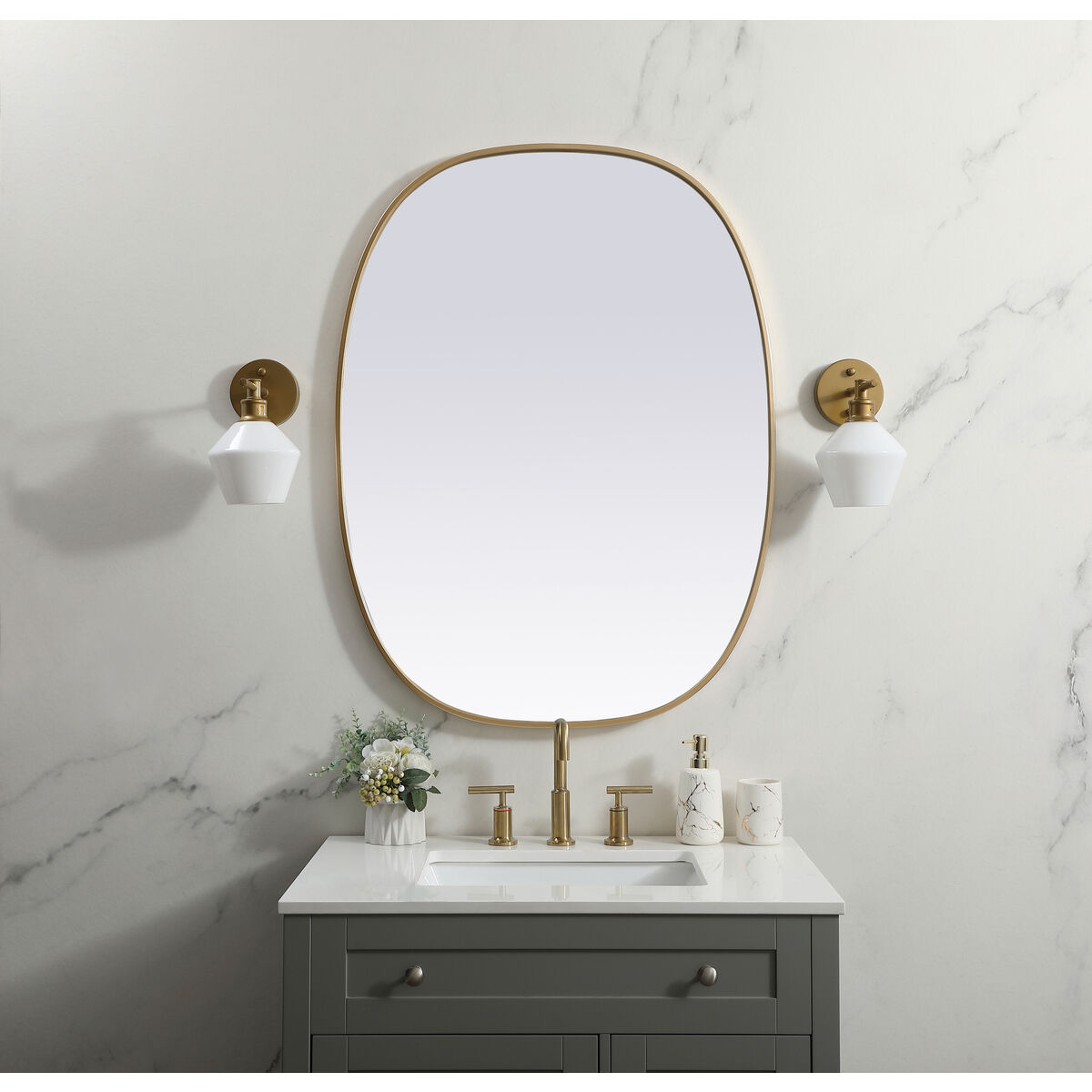 Brynn 40 X 30 inch Brass Mirror in 30 x 40