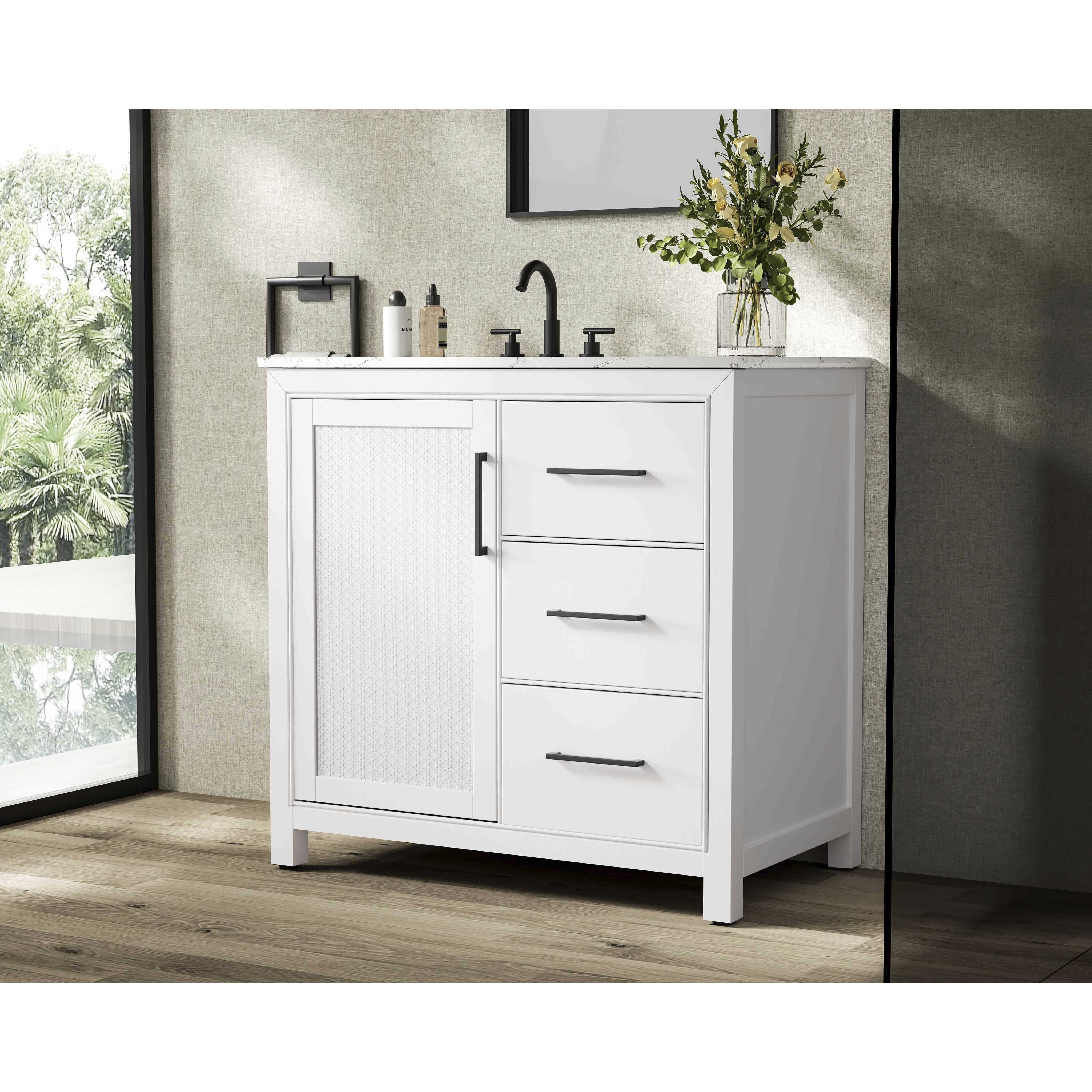 Alina 36 X 34 inch White Bathroom Vanity Cabinet