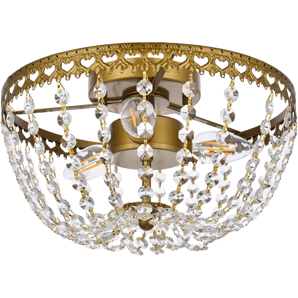 Kylie 3 Light 12 inch Brass Flush Mount Ceiling Light
