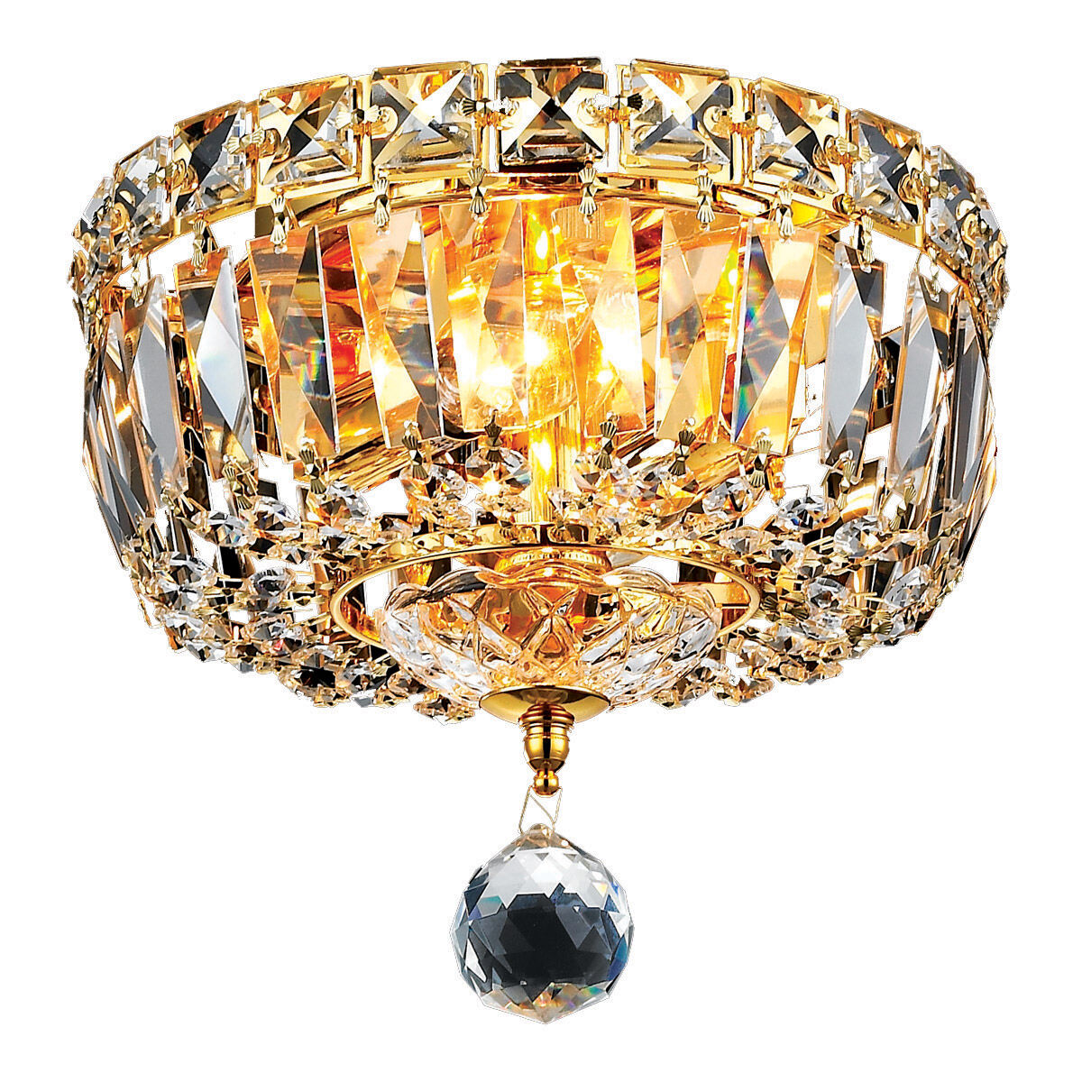Tranquil 2 Light 8 inch Gold Flush Mount Ceiling Light in Royal Cut