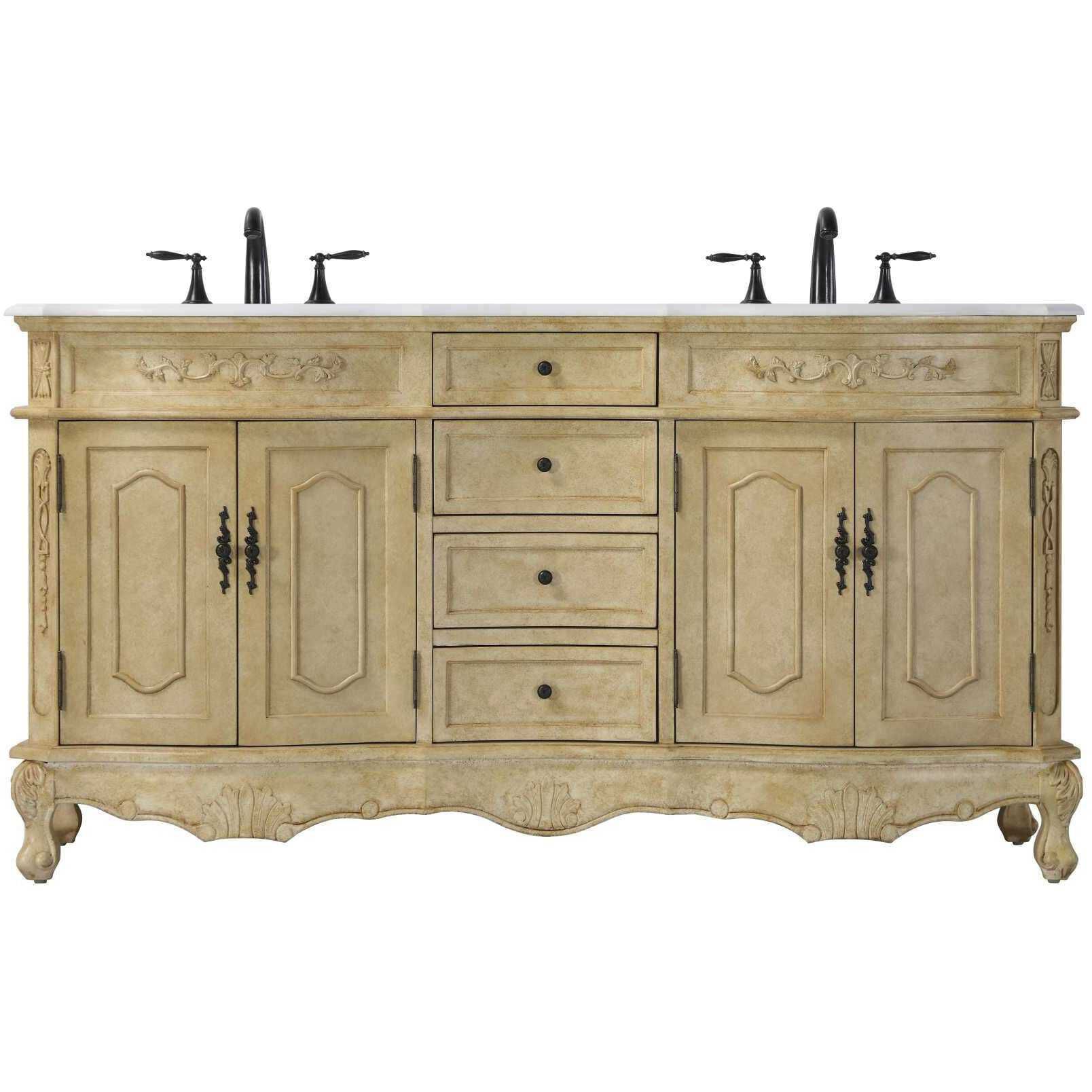 Danville 66 X 36 inch Antique Beige Bathroom Vanity Cabinet