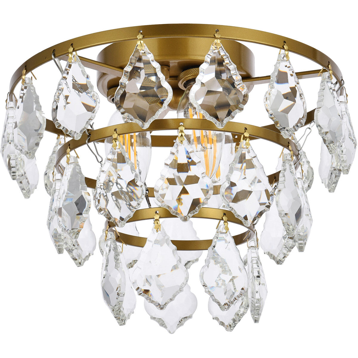 Ella 3 Light 10 inch Brass Flush Mount Ceiling Light