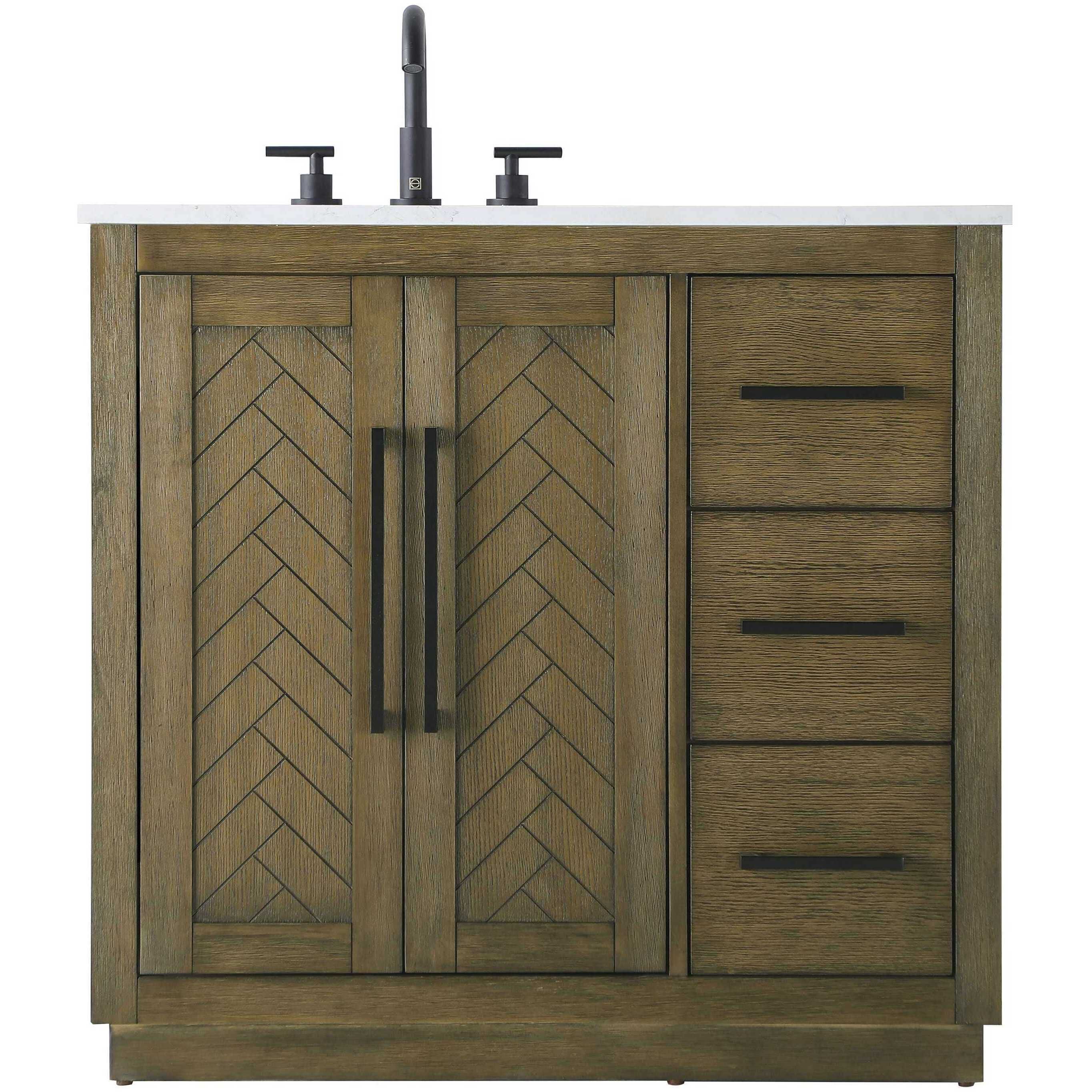Chase 36 X 34 inch Hazel Oak Bathroom Vanity Cabinet