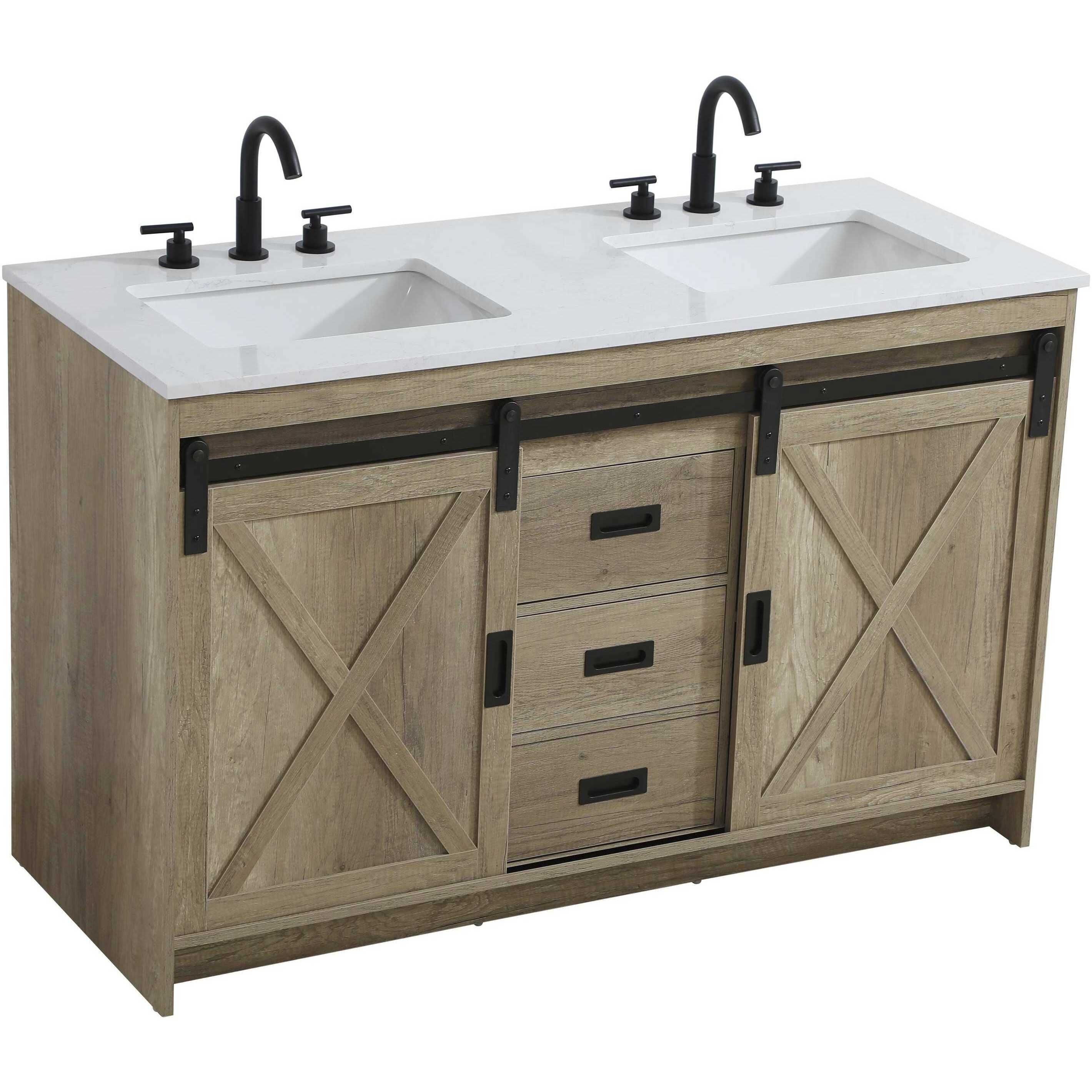 Austin 54 X 34 inch Natural Oak Bathroom Vanity Cabinet