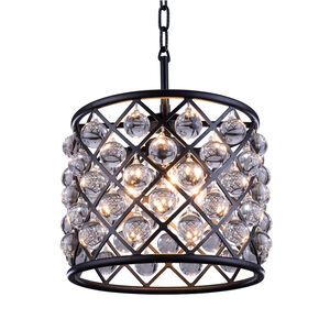 Madison 3 Light 14 inch Matte Black Pendant Ceiling Light in Clear, Smooth Royal Cut, Urban Classic