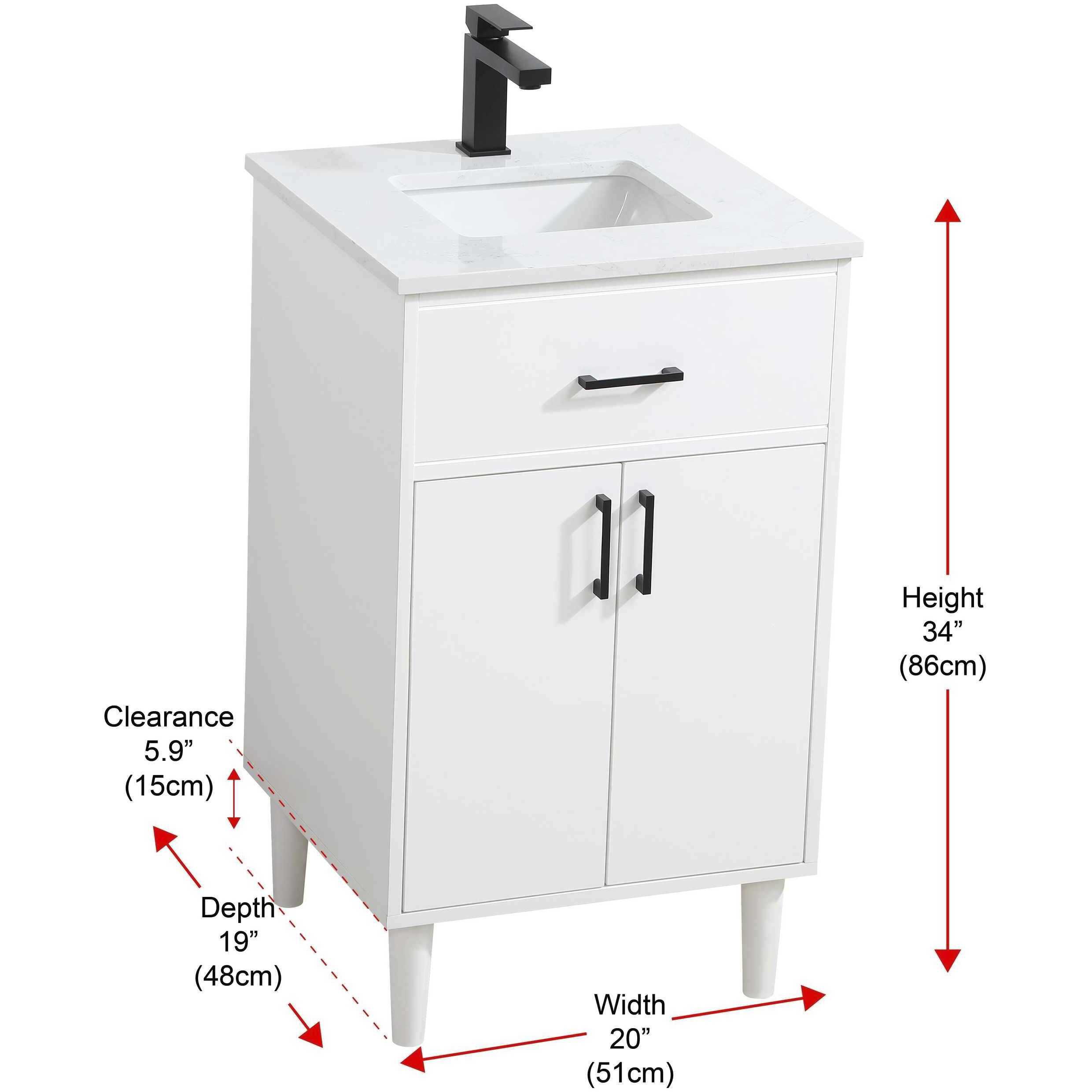 Chandler 20 X 34 inch White Bathroom Vanity Cabinet