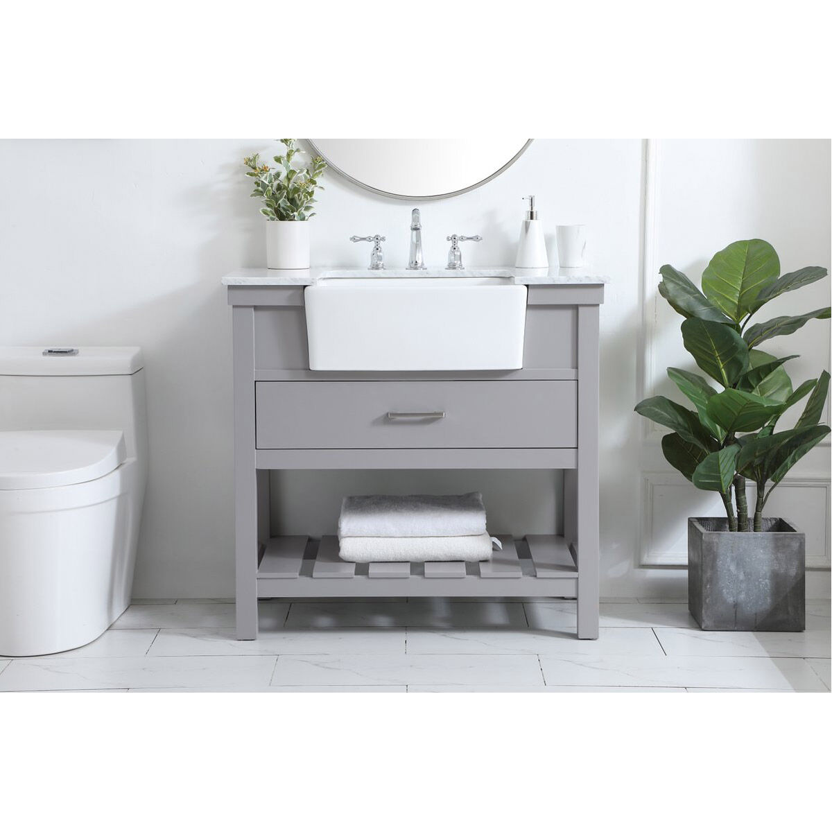 Clement 36 X 22 X 34 inch Grey Bathroom Vanity Cabinet