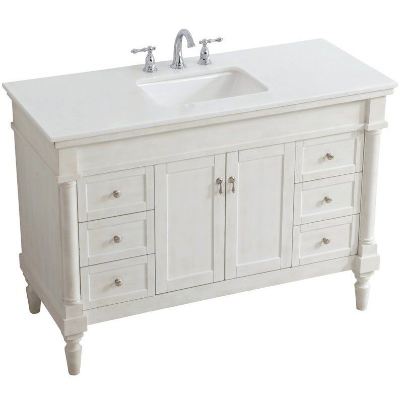 Lexington 48 X 21.5 X 35 inch Antique White Vanity Sink Set