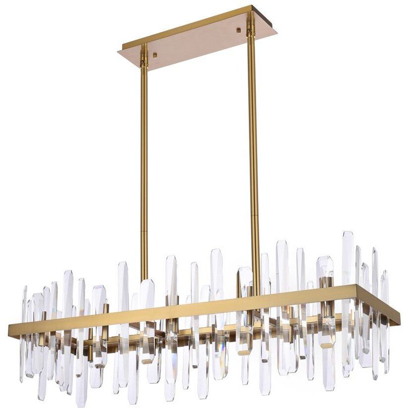 Serena 20 Light 36 inch Satin Gold Linear Chandelier Ceiling Light