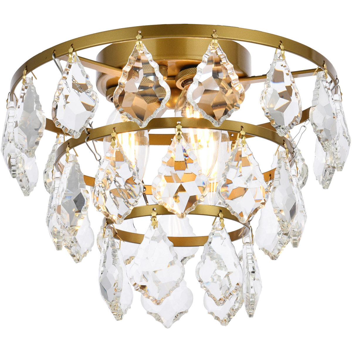 Ella 3 Light 10 inch Brass Flush Mount Ceiling Light