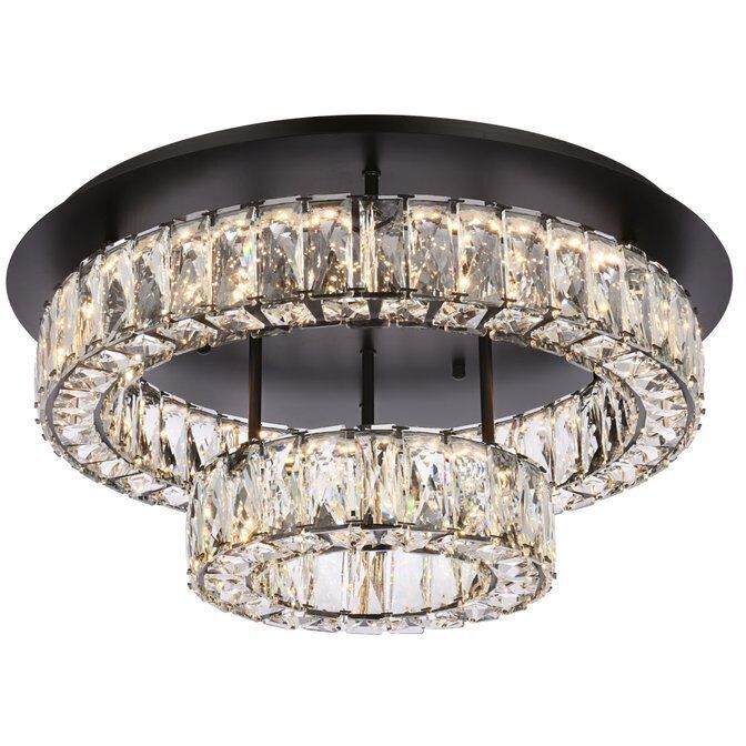 Monroe 2 Light 22 inch Black Flush Mount Ceiling Light 