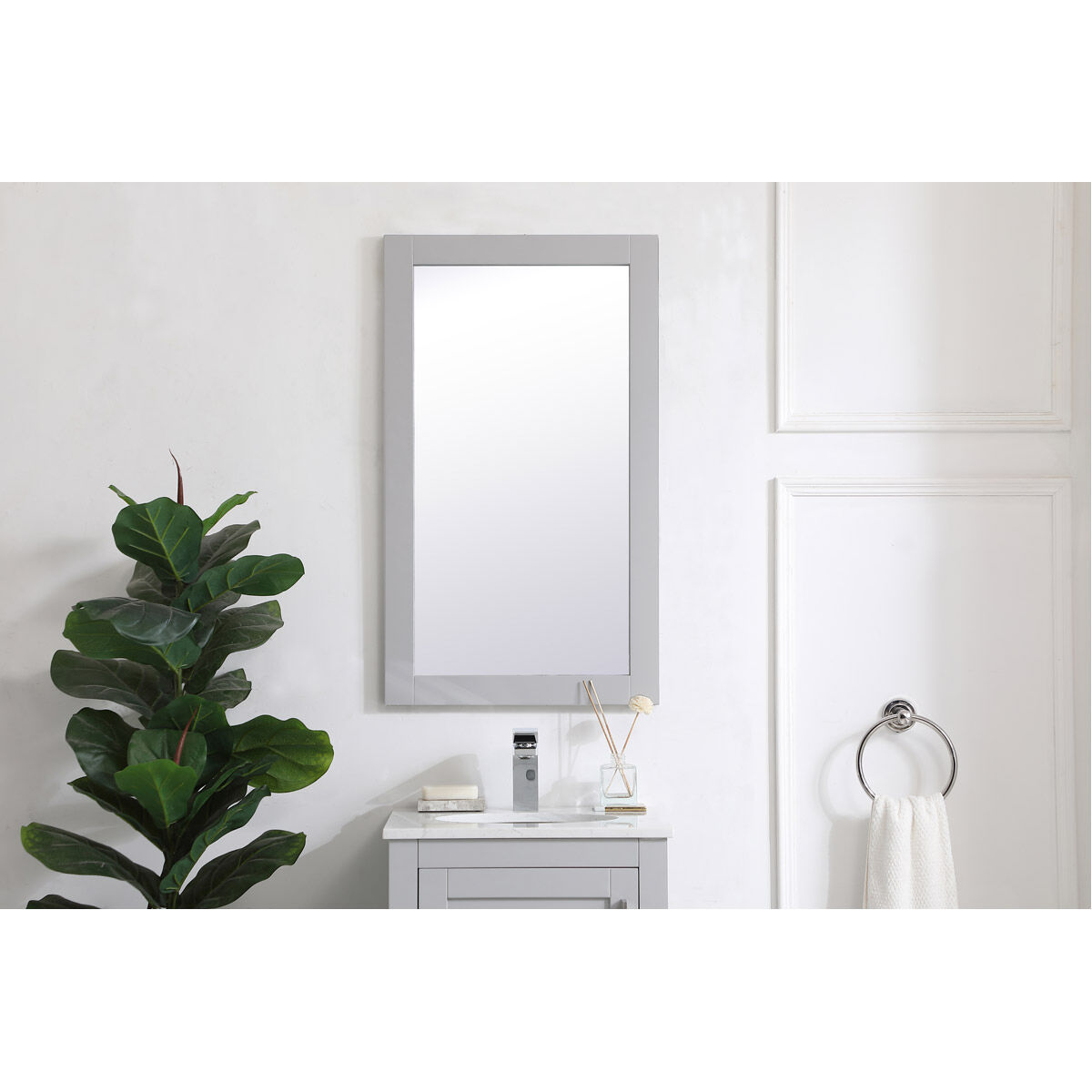 Aqua 32 X 18 inch Grey Wall Mirror in Gray