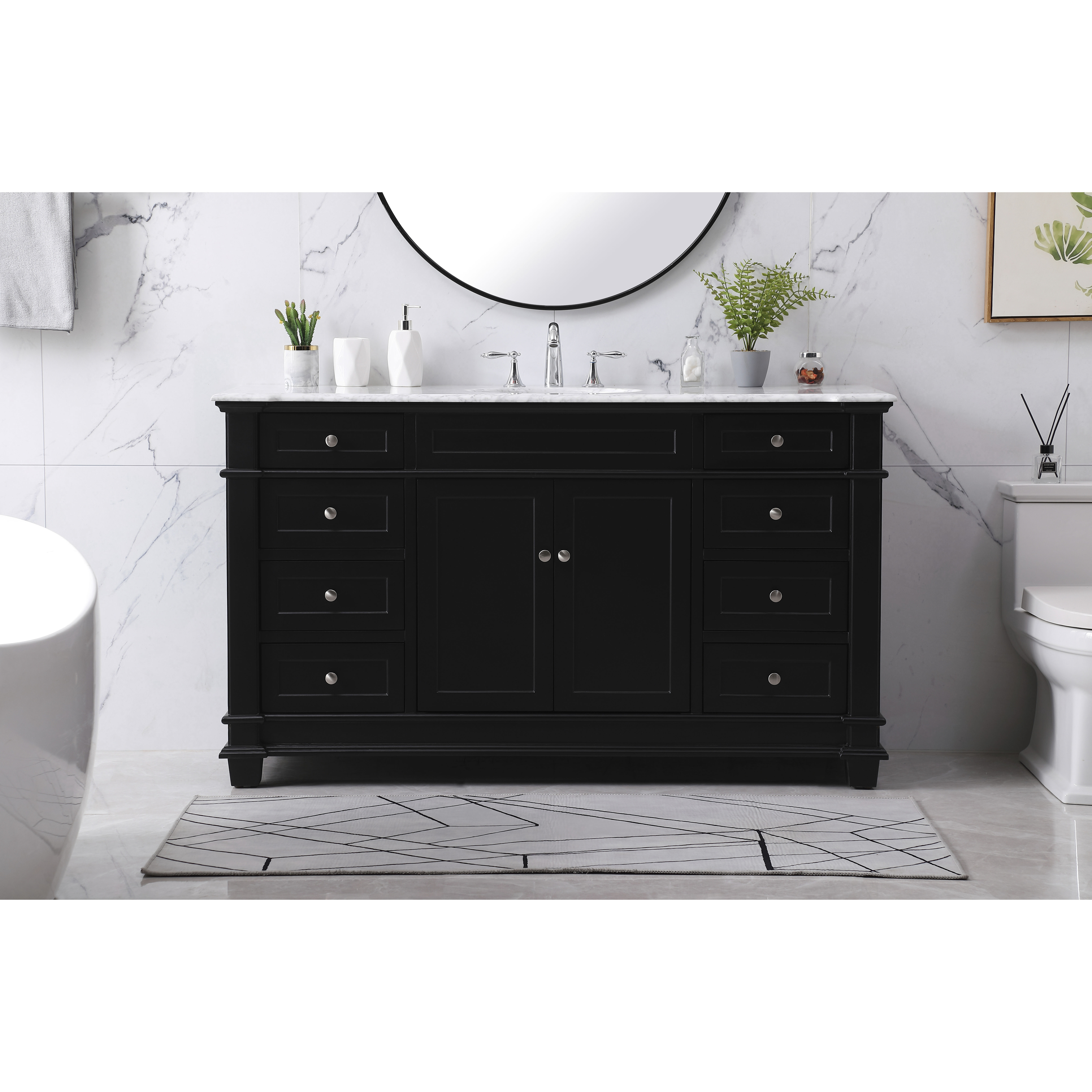 Wesley 60 X 22 X 35 inch Black Vanity Sink Set