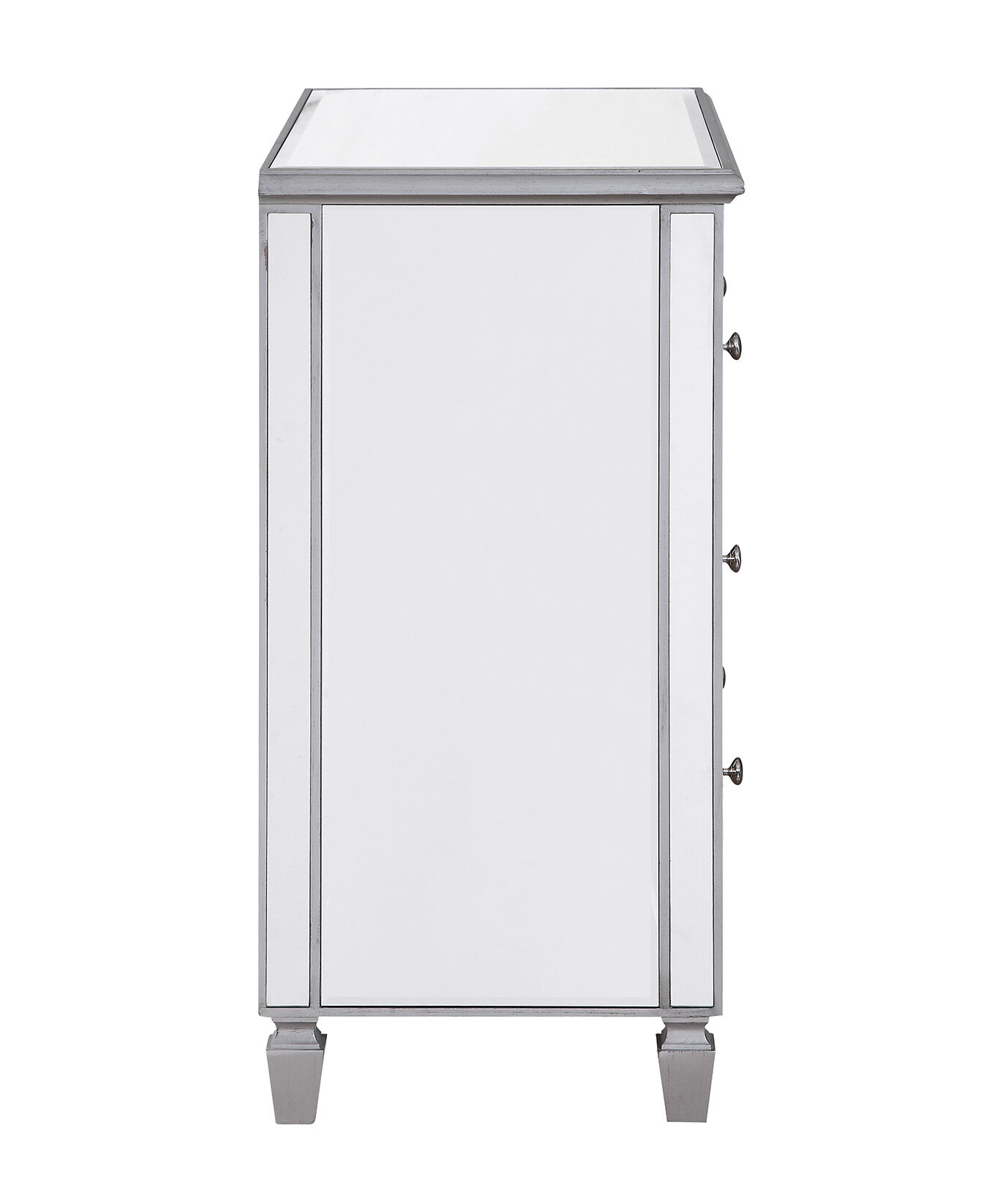 Contempo Silver Bedside Cabinet, 3-Drawer, Clear Mirror