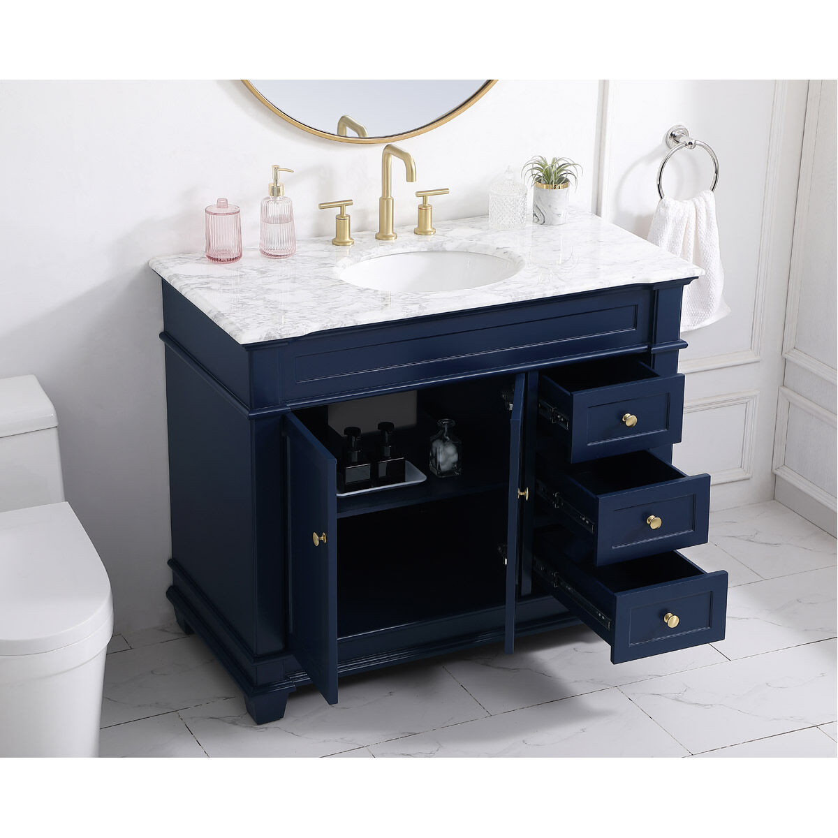 Wesley 42 X 21.5 X 35 inch Blue Vanity Sink Set