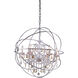 Geneva 6 Light 32 inch Polished Nickel Pendant Ceiling Light in Golden Teak, Urban Classic