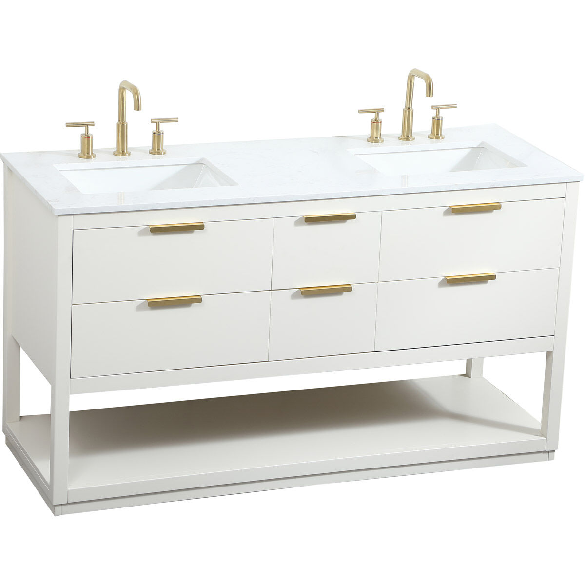 Larkin 60 X 22 X 34 inch White Vanity Sink Set