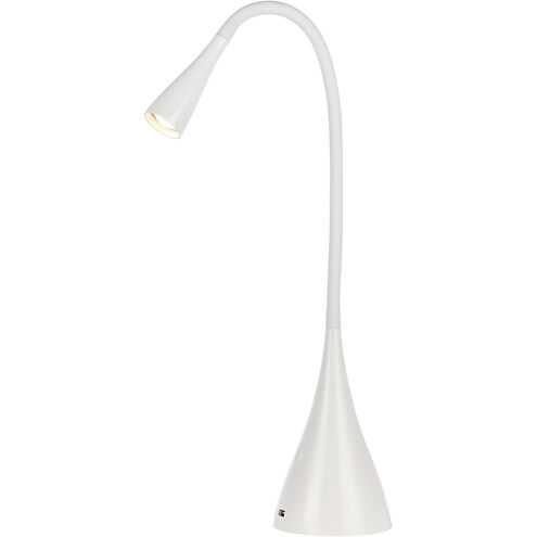Illumen 28 inch 3.5 watt Glossy White LED Desk Lamp Portable Light, with USB Port