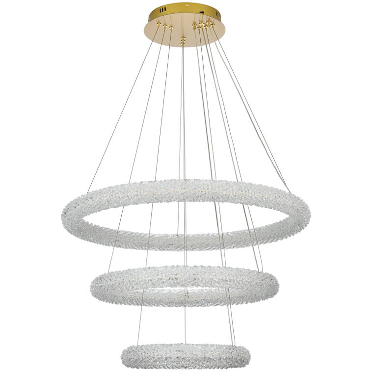 Bowen 3 Light 32 inch Satin Gold Chandelier Ceiling Light