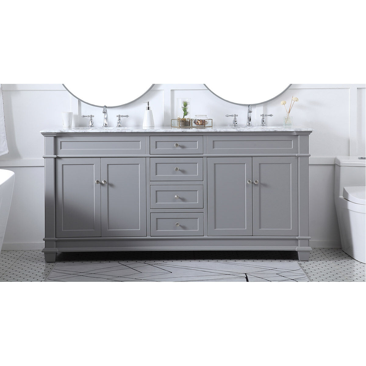 Wesley 72 X 21.5 X 35 inch Grey Vanity Sink Set in Gray