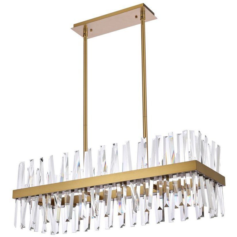 Serephina 20 Light 36 inch Satin Gold Linear Chandelier Ceiling Light
