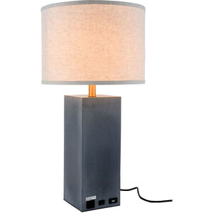 Brio 27 inch 40 watt Concrete Table Lamp Portable Light, with USB Port and Power Outlet
