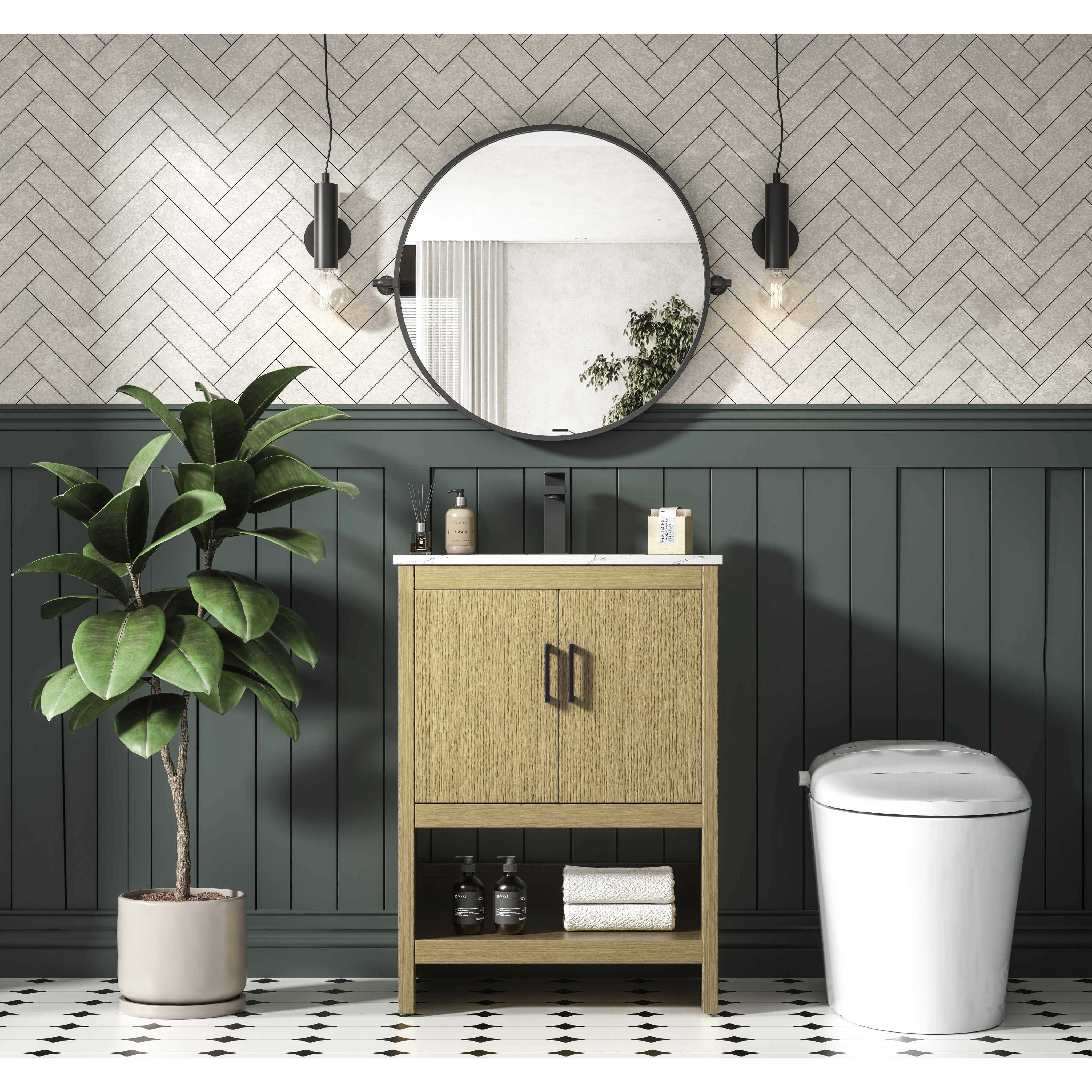 Ira 24 X 34 inch Honey Brown Bathroom Vanity Cabinet