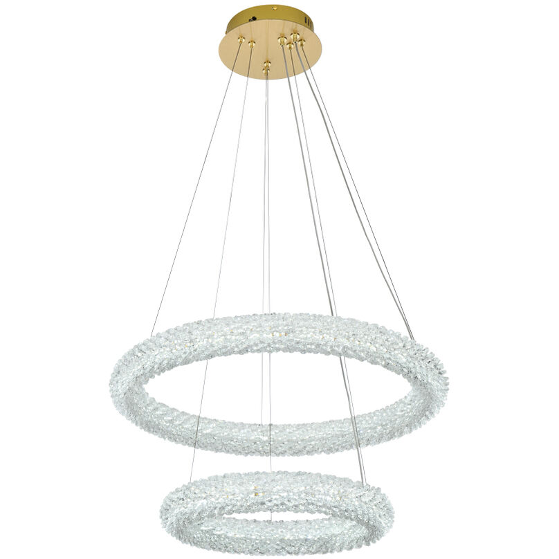 Bowen 2 Light 24 inch Satin Gold Chandelier Ceiling Light