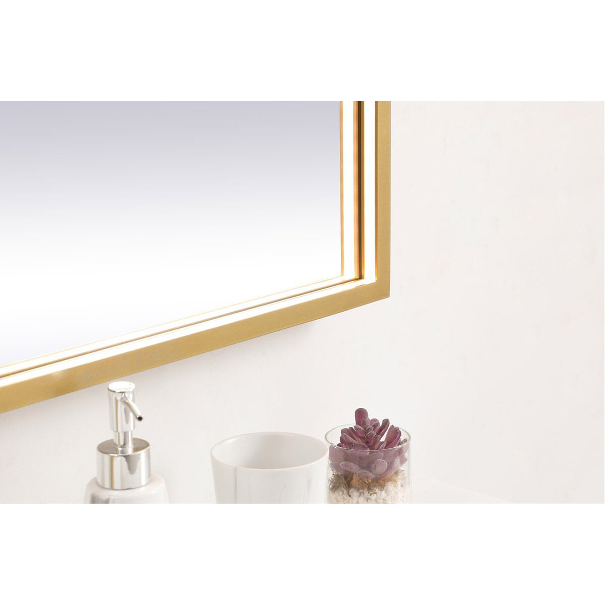 Pier 30 X 27 inch Brass LED Mirror