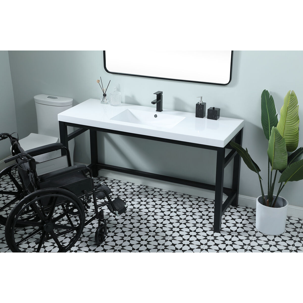Raya 60 X 22 X 32 inch Black Vanity Sink Set