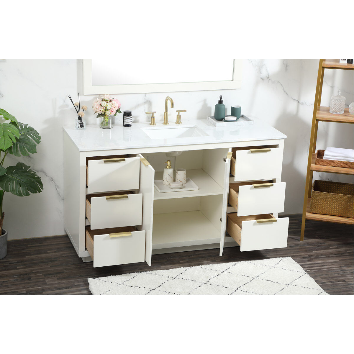 Blake 60 X 22 X 34 inch White Vanity Sink Set in 1