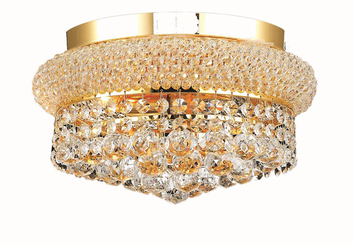Primo 4 Light 12 inch Gold Flush Mount Ceiling Light in Royal Cut