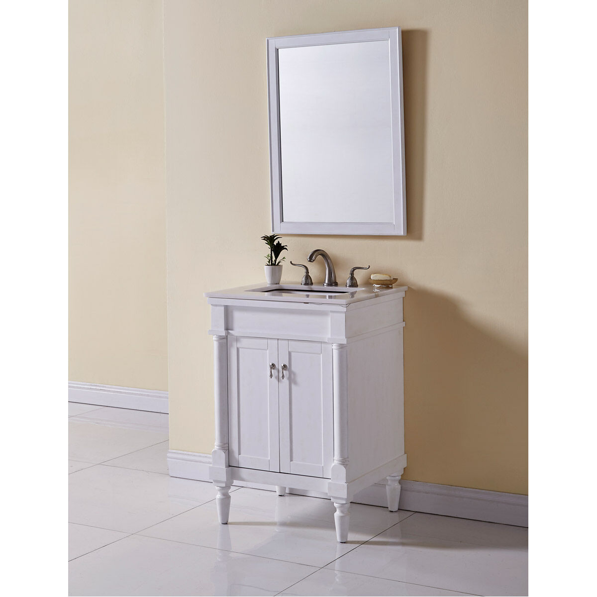 Lexington 24 X 21 X 35 inch Antique White with White Marble Vanity Set