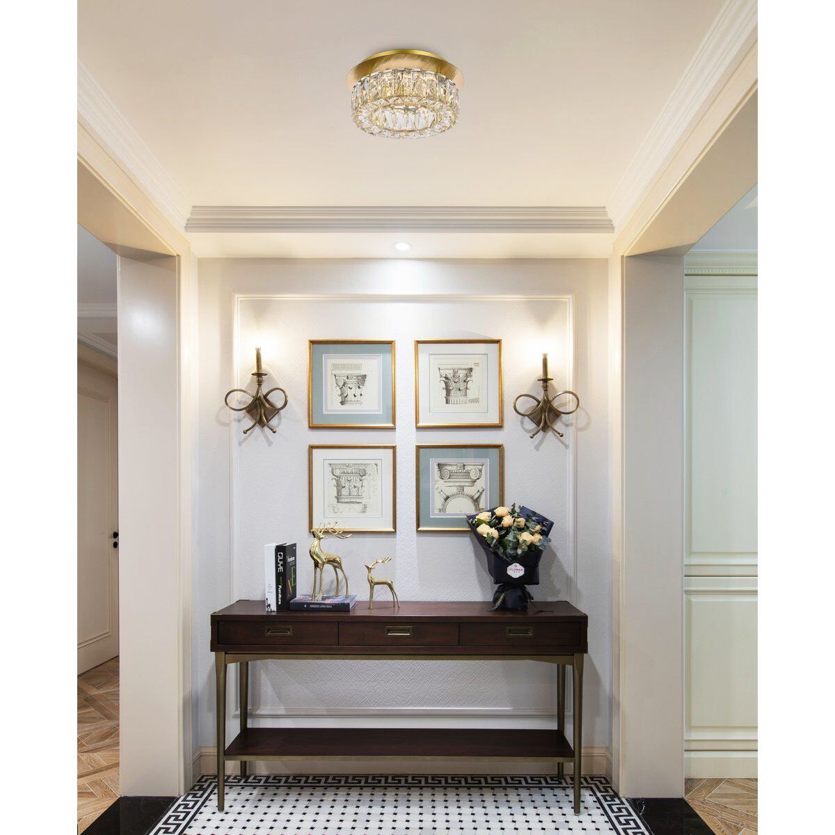 Monroe 1 Light 12 inch Gold Flush Mount Ceiling Light