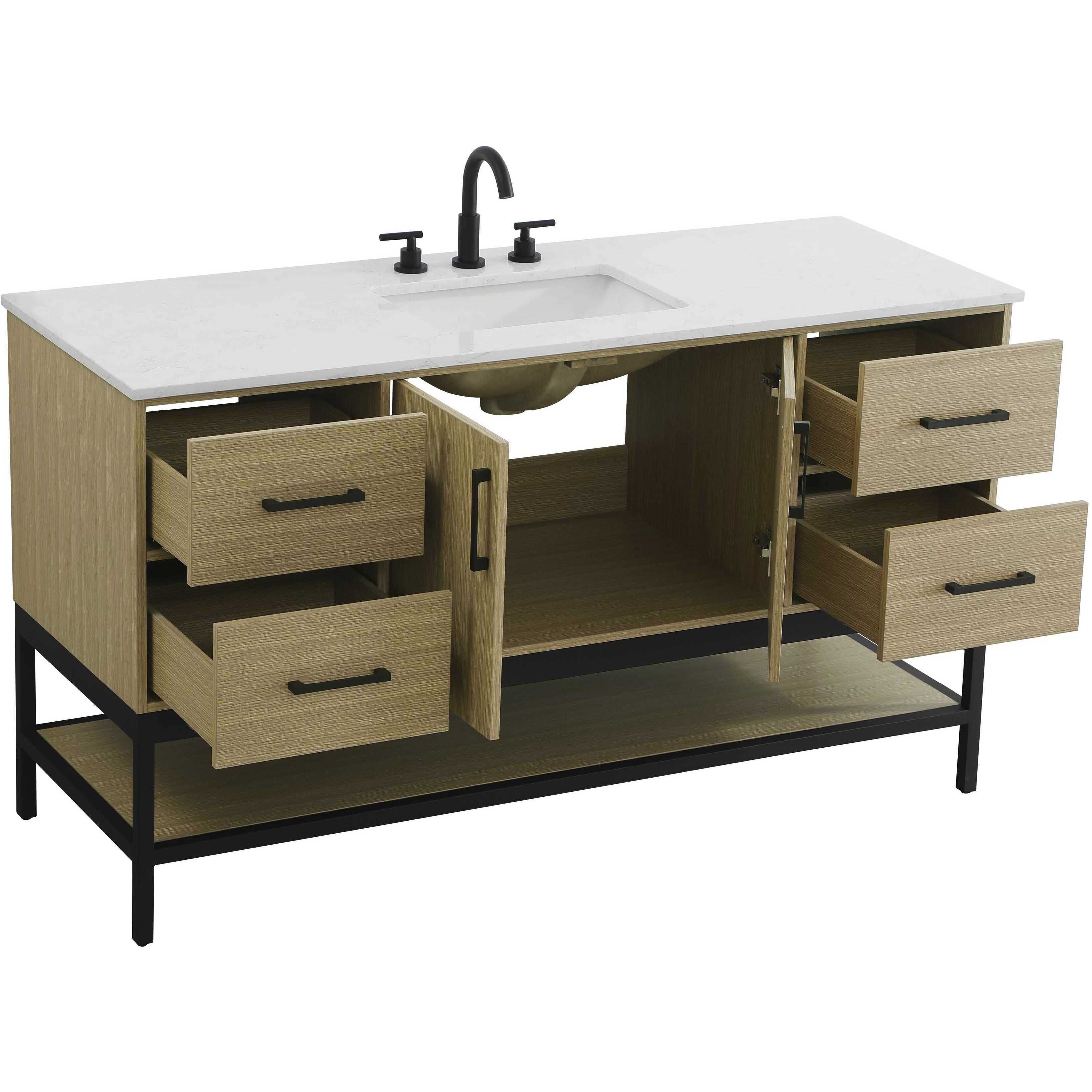 Lennox 60 X 34 inch Honey Brown Bathroom Vanity Cabinet